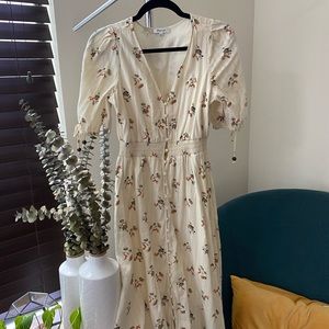 Madewell tie sleeve smocked waist midi dress